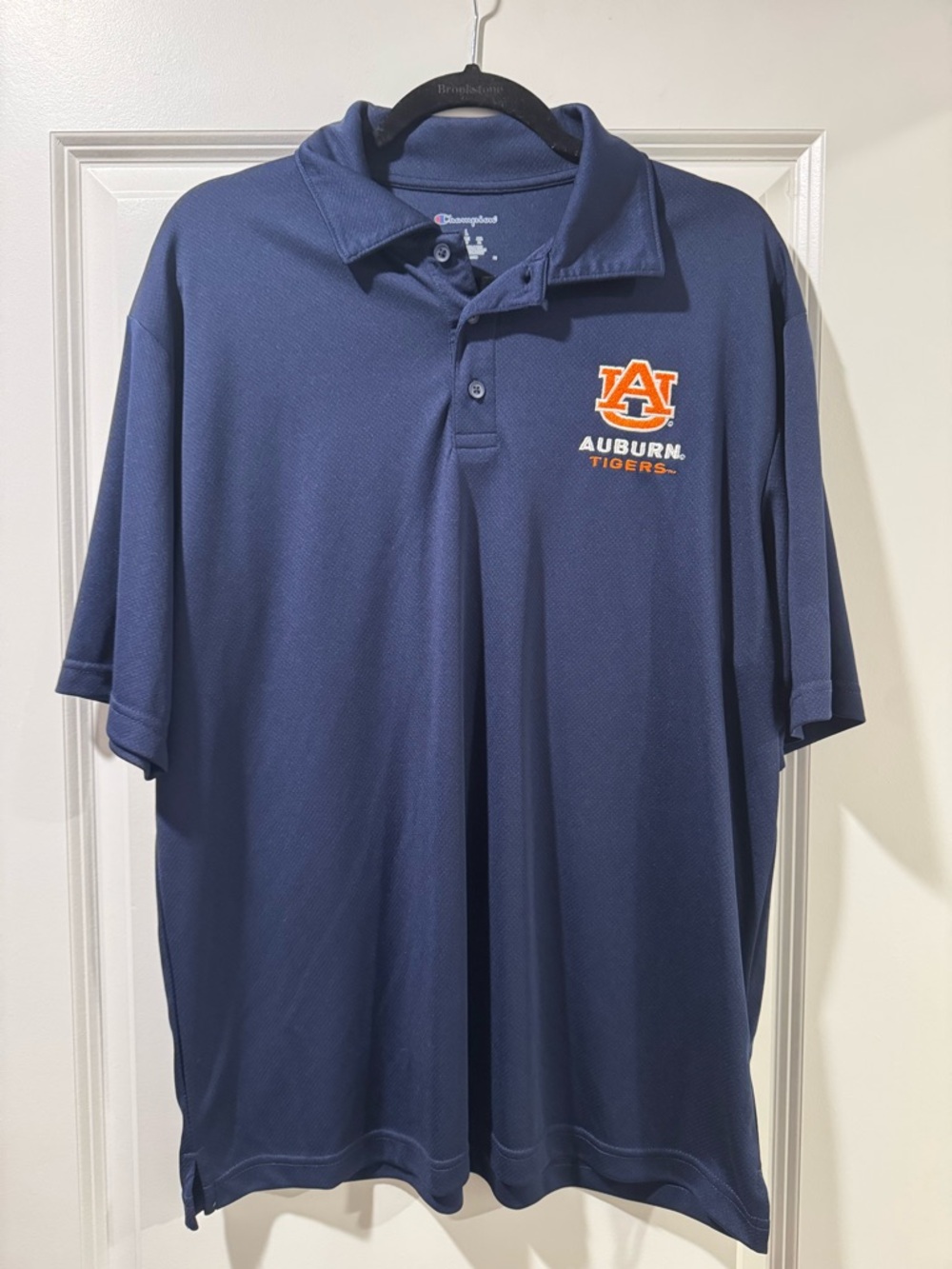 Men’s Navy Auburn Tigers Short-Sleeve Polo with Embroidered Logo